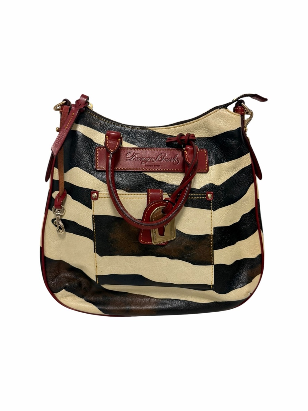 Dooney & Bourke Black/Cream Zebra Print Leather Handbag